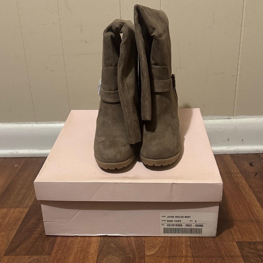 Shoe Dazzle Brown Heeled Boots